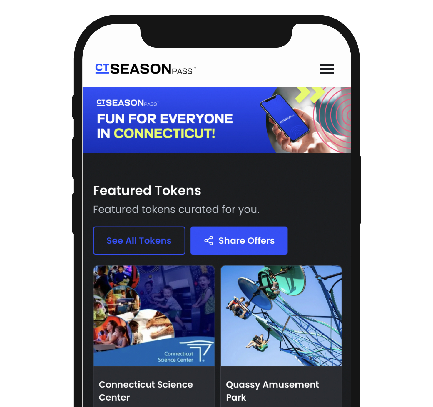 The CT Season Pass app on a phone